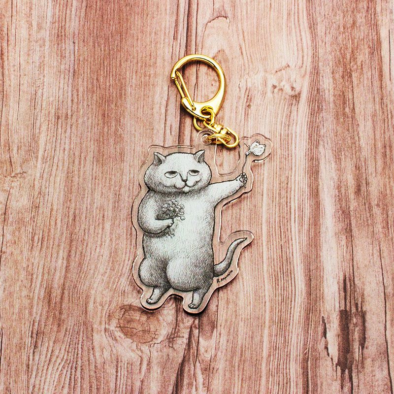 カマノレイコ　アクリルキーホルダー / ぐうちゃんとシロツメクサ 見本