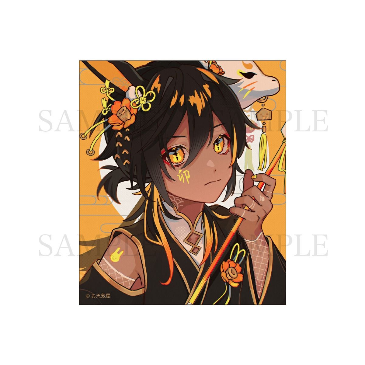 お天気屋　スクエアステッカー / 黄