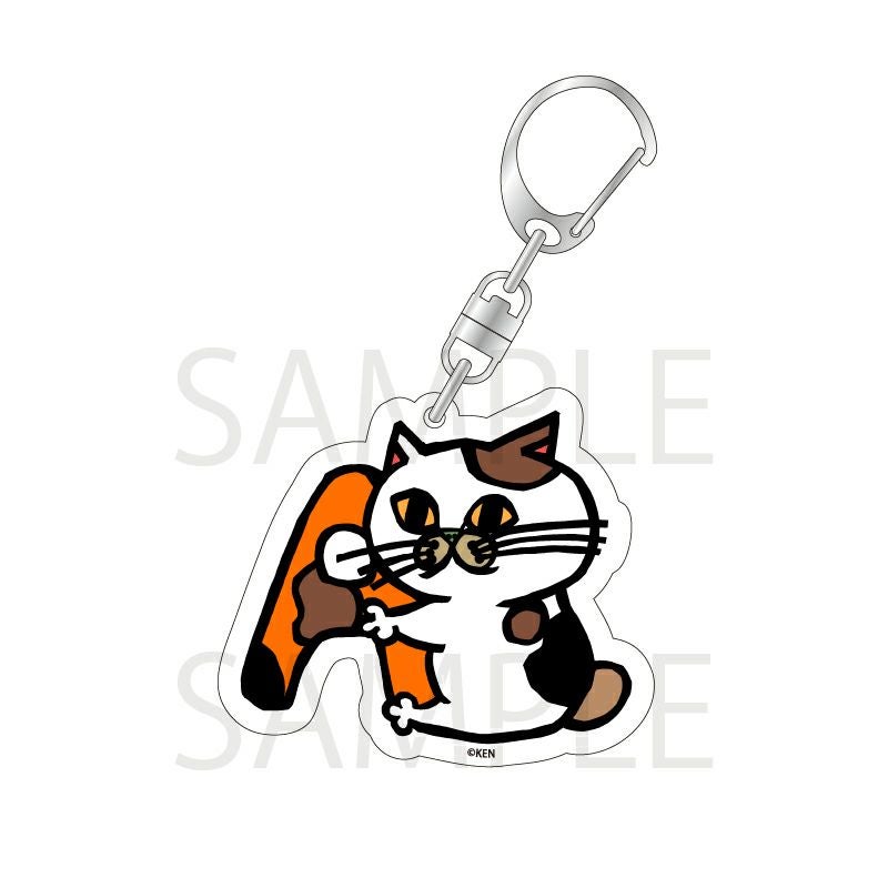 猫のアクリル画 トランクデザイン 切り絵クリエイター KEN アルファベットねこアクリルキーホルダー / A