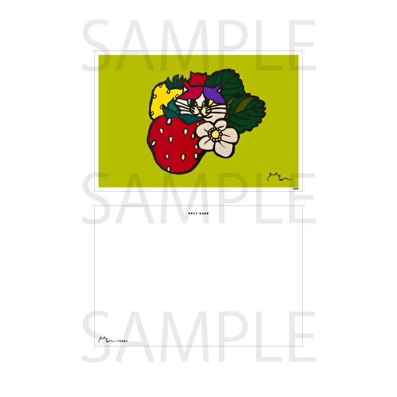 切り絵クリエイター KEN ポストカード / いちごネコ | 切り絵