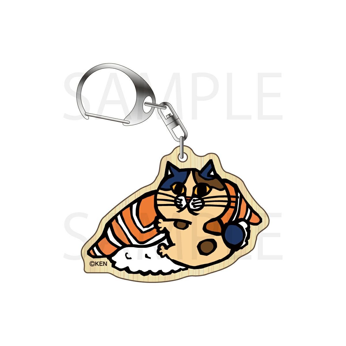 切り絵クリエイター KEN ウッドキーホルダー / サーモンねこ | 切り絵