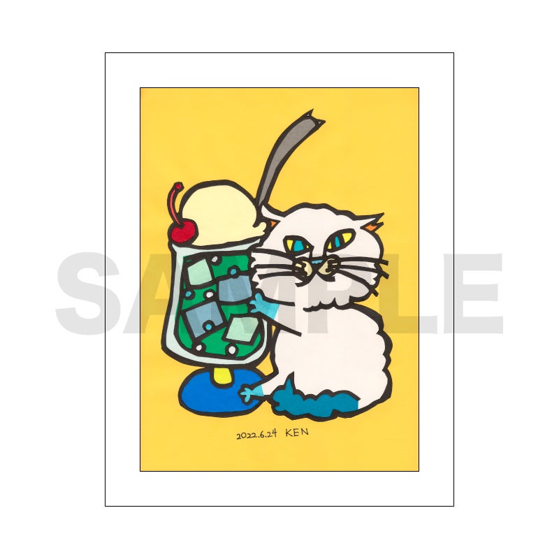 切り絵クリエイター KEN 高精細複製原画 / クリームソーダねこ | 切り